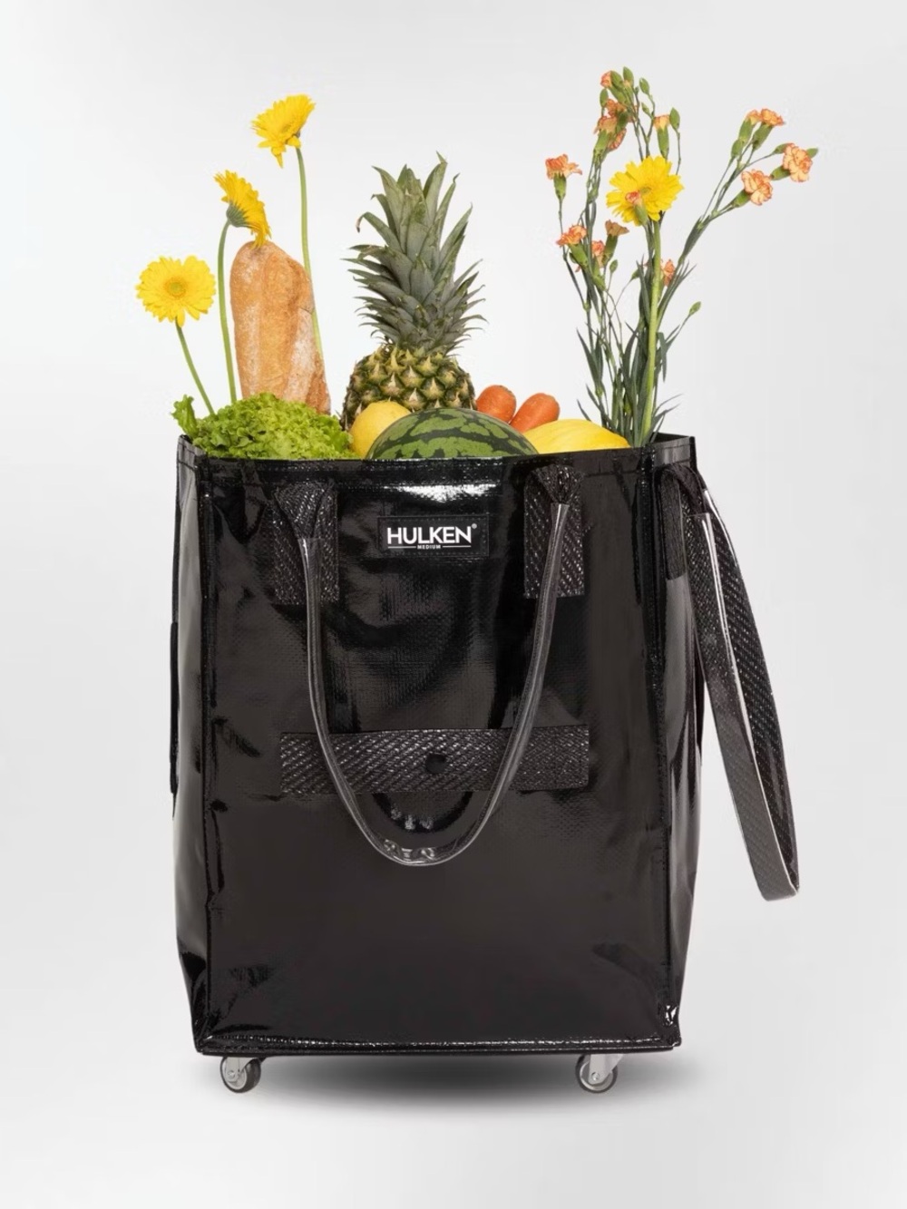 Hulken Medium Black Rolling Tote - Compact Travel & Shopping Bag - Picture 8 of 10